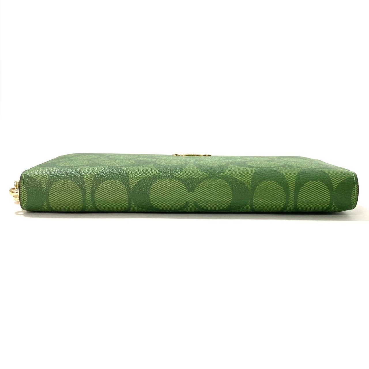 COACH】シグネチャー 長財布 グリーン/緑 ラウンドファスナー ジップ