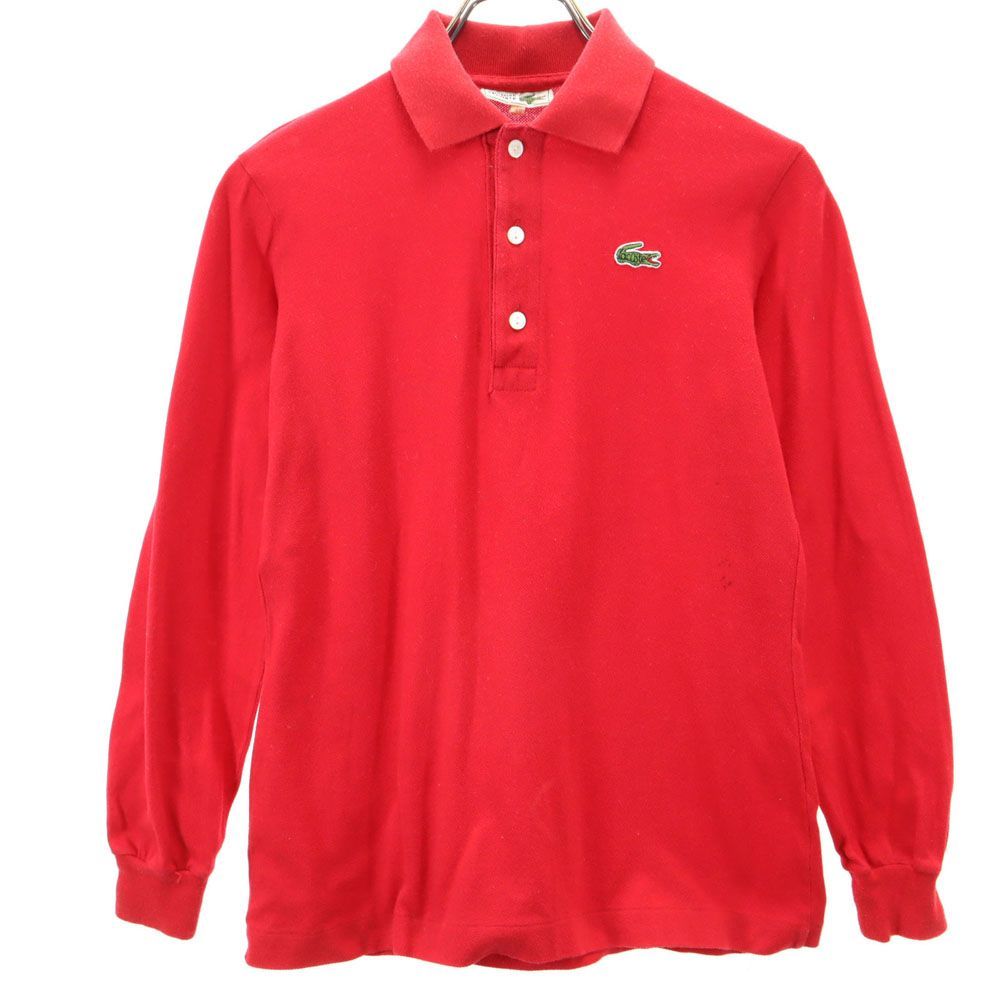 シュミーズラコステ 長袖 ポロシャツ 40 赤 CHEMISE LACOSTE 鹿の子地 メンズ 古着 【240403】