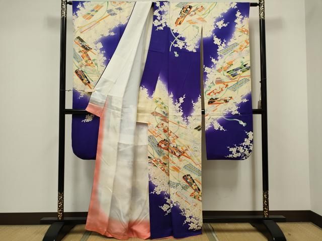 平和屋着物□豪華振袖 絞り 扇面花文 暈し染め 金彩 正絹 逸品