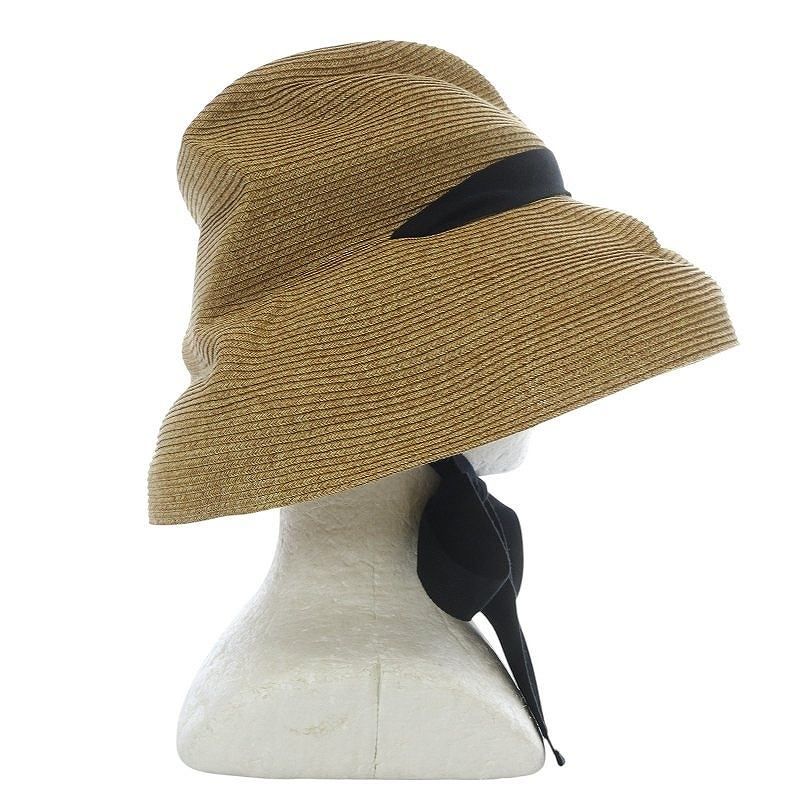 美品】mature ha. ベージュ リボン黒 BOXED HAT - メルカリ