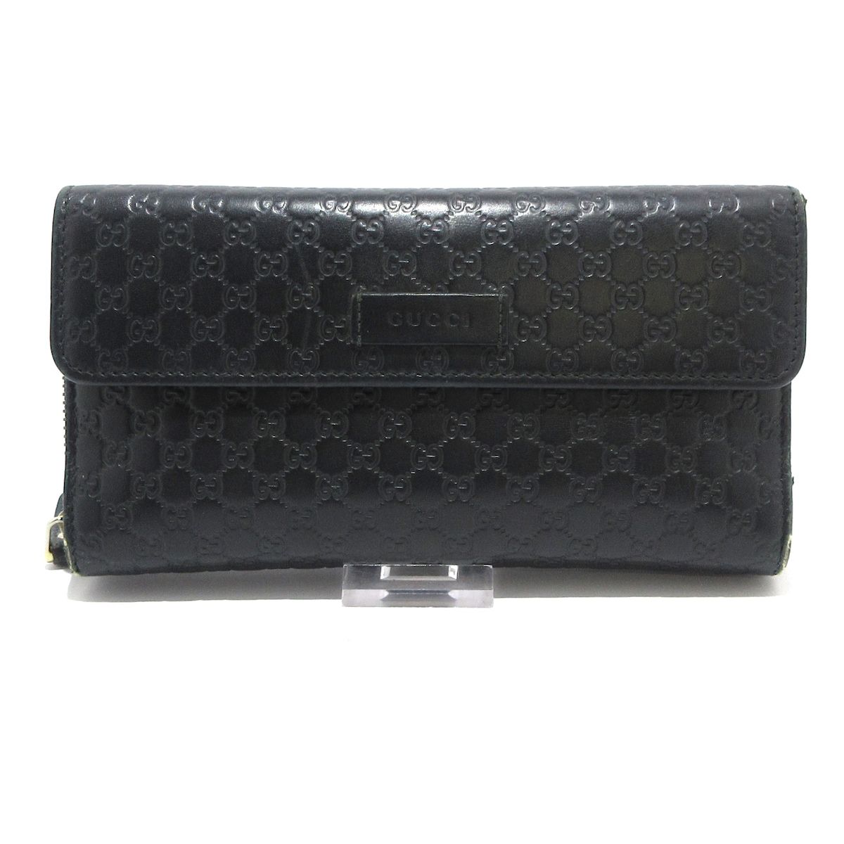 GUCCI グッチ 長財布 マイクログッチシマ 449364 黒 レザー