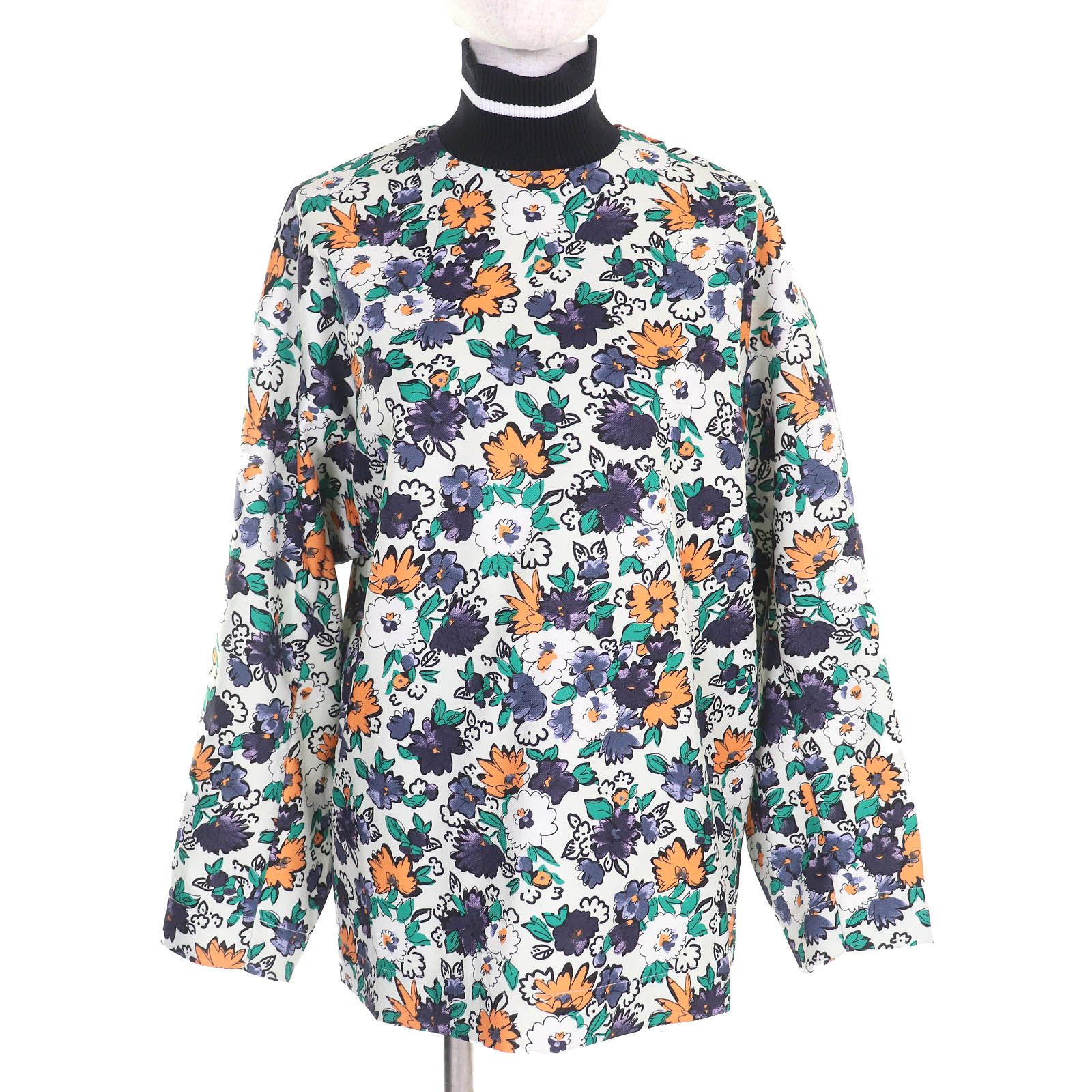 △Plan C プランシー CMCAC56KMOTP059 フラワープリント 花柄 バックジップ ハイネック プルオーバー マルチカラー 38 イタリア製 正規品 レディース