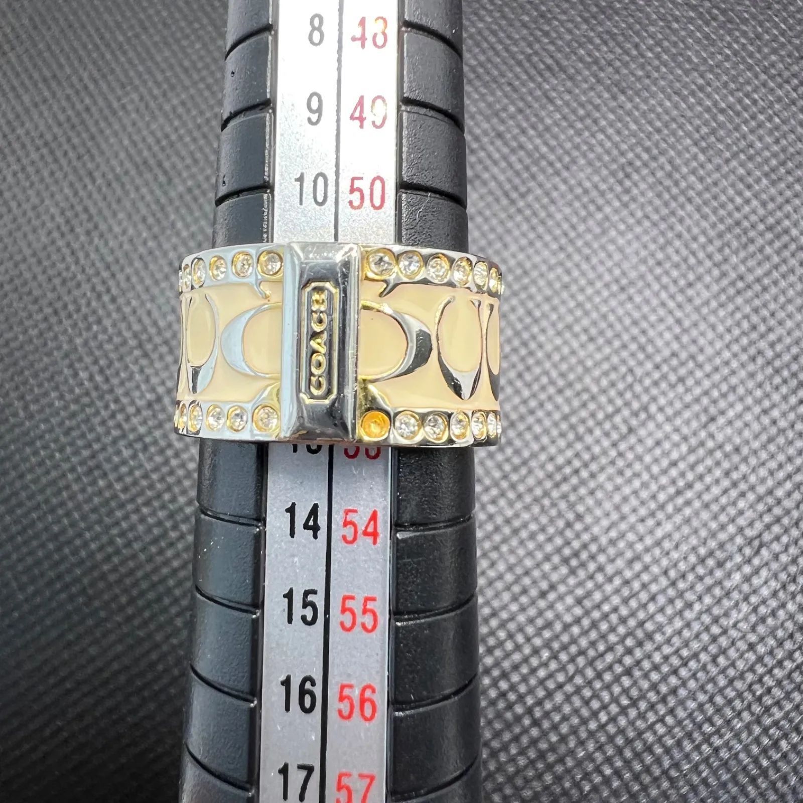 COACH コーチ リング 指輪 ホワイト ラインストーン CCロゴ 13号