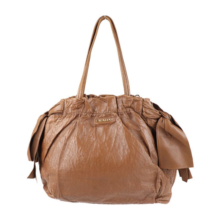 PRADA プラダ ショルダーバッグ BR4230 レザー ブラウン リボン 2way 