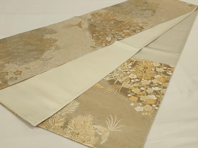平和屋着物◎六通柄袋帯 鳳凰松文 金銀糸 正絹 逸品 AAAY0823ou