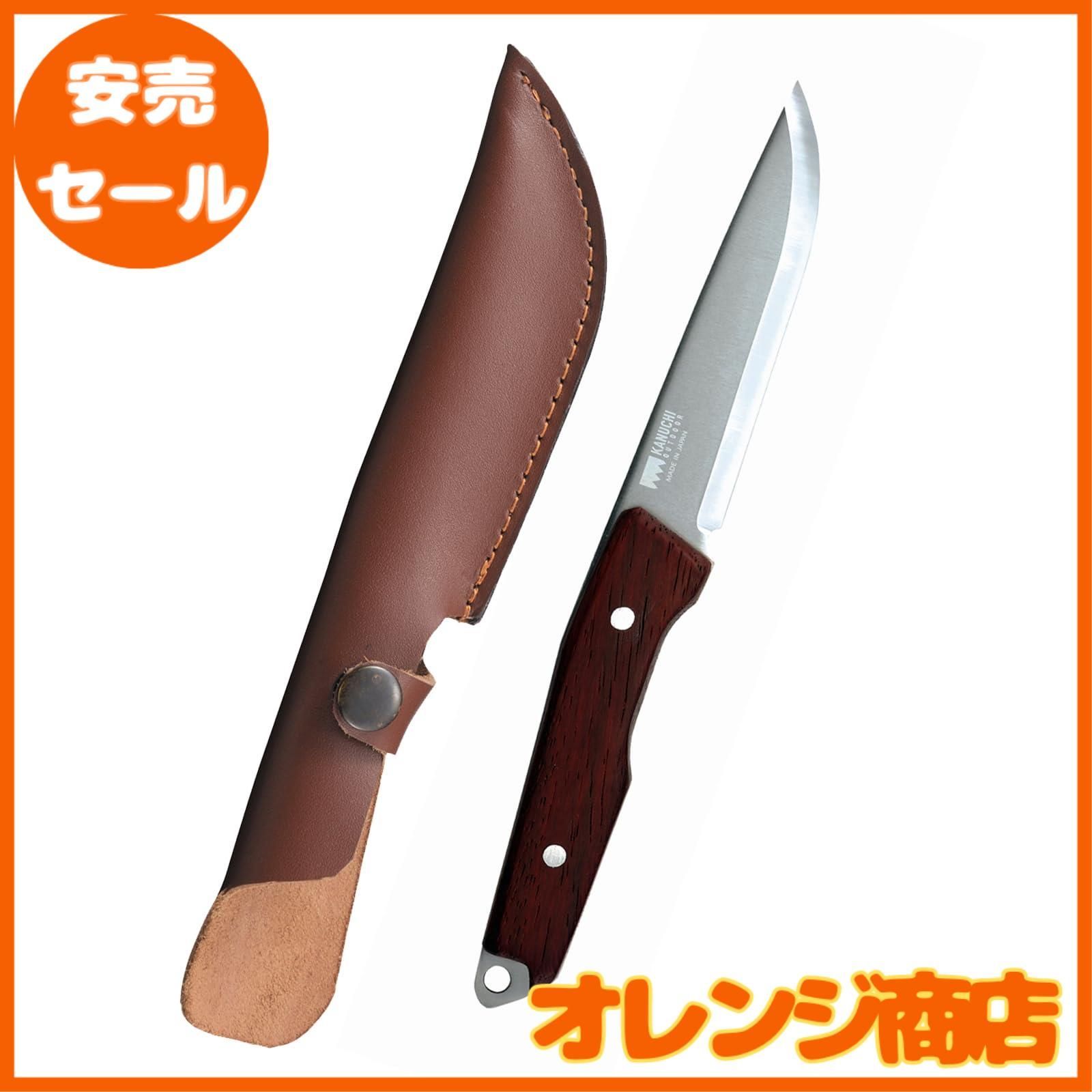 大安売】日本製 KANUCHI OUTDOOR フルタングナイフ 牛革ケース付き 