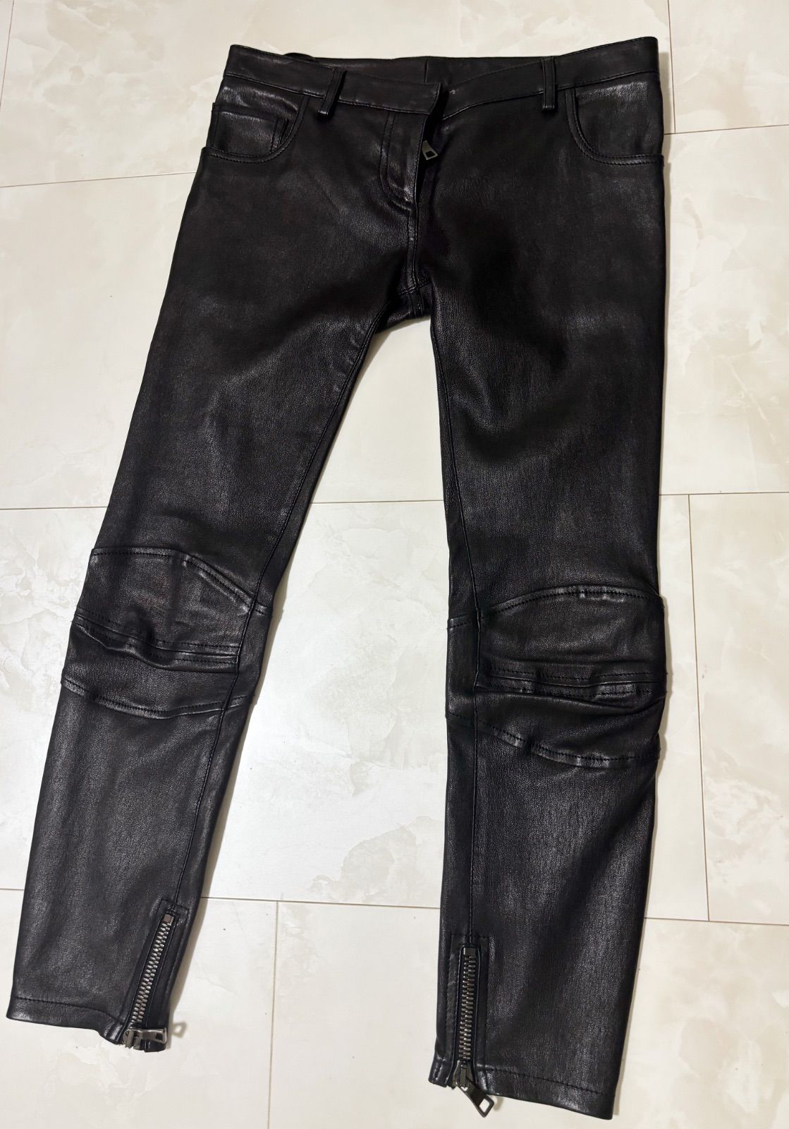 BALMAIN バルマン レザー パンツ ブラック ライダース スキニー