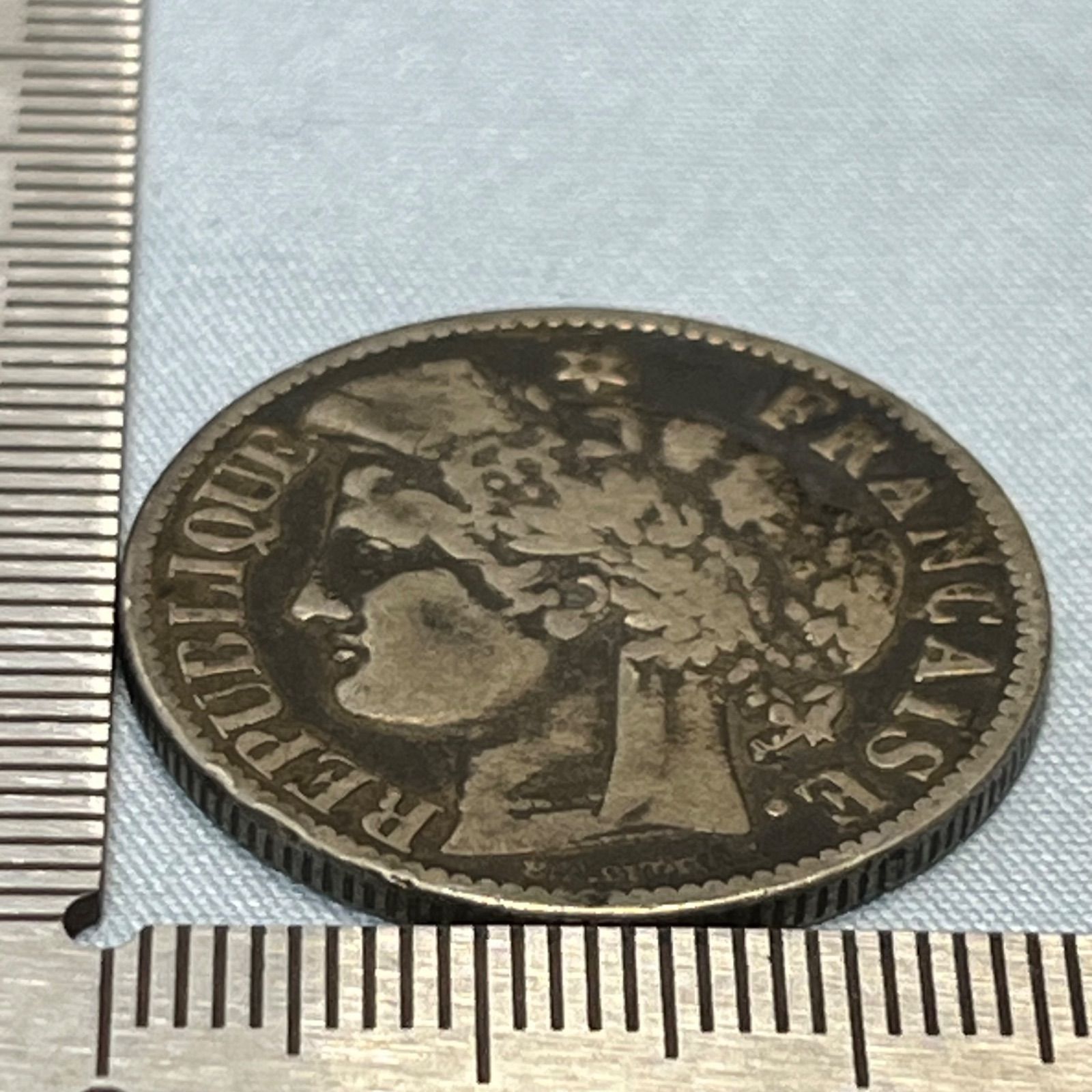 銀貨】1871年 フランス 2フラン セレス女神／第三共和政 初期銀貨 262