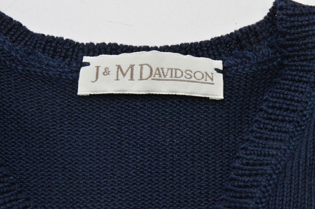 2131 Z美品 J&Mデビッドソン 半袖コットンニット クルーネック 紺 S 2131 Z美品 J&Mデビッドソン 半袖コットンニット クルーネック