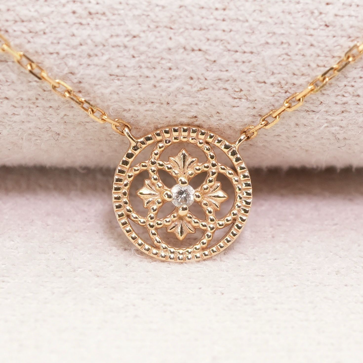 アガット K18×K14 ラウンド 透かし ネックレス ダイヤ/25-1520S - メルカリ