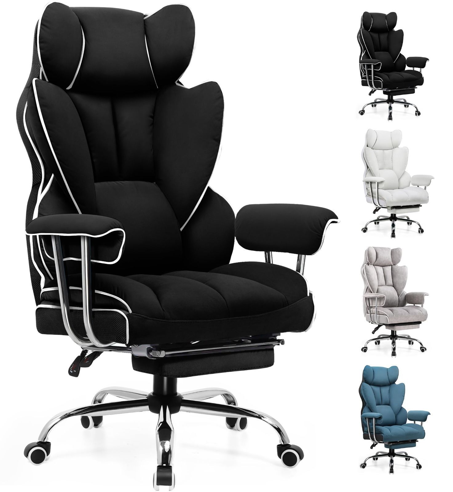 新着商品 高さ調節 ハイバック 広い座面 140度リクライニング 肉厚クッション 分区サポート 安心の非再生ウレタン採用 ポケットコイル採用 ふわふわPP綿採用 ソファーの座り心地 蒸れない 200-BLK デスクチェア pcチェア 腰痛対策 テレ