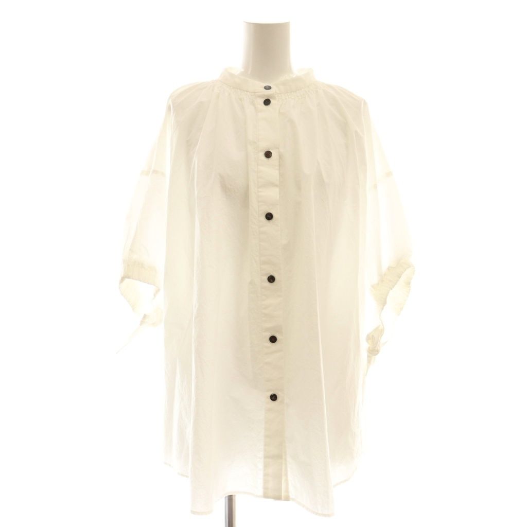 エンフォルド ENFOLD 23SS GATHER-SLEEVE BLOUSE ブラウス 半袖 38 白 ホワイト AT OS