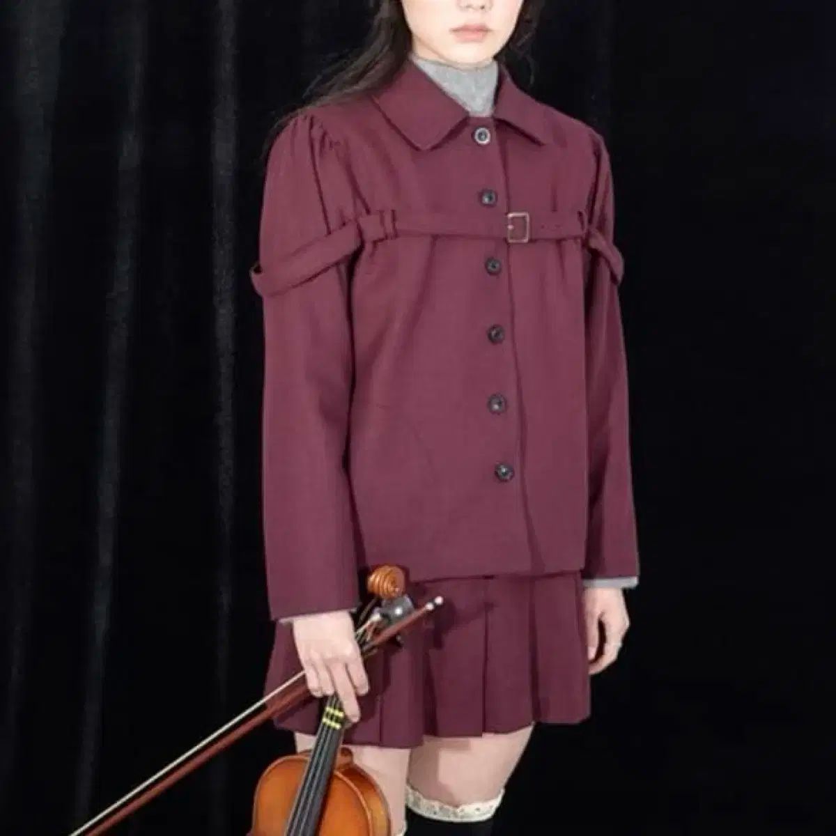 shop faerie ステッチ ウール ジャケット セットアップ ワイン