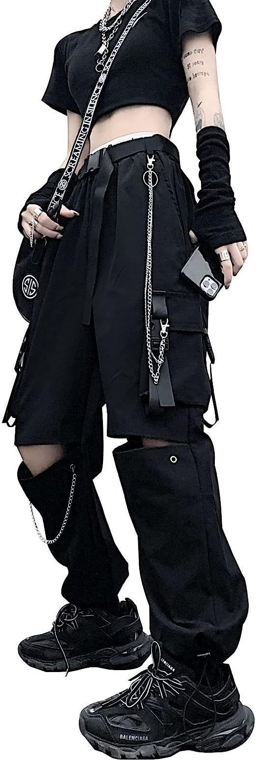 ロングパンツ レディース デザイン感 ワイドパンツ 渋谷系 原宿系 ジーンズ ハイウエスト 大きいサイズ かっこいい 機能服 ズボン 