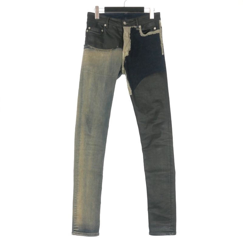 リックオウエンス Rick Owens 19SS Tyrone Jeans パッチワーク スキニーデニムパンツ ジーンズ 29 ブラック/インディゴ 黒 RR19S2311-SCOMW4 国内正規