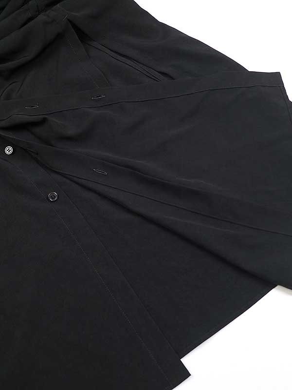 B Yohji Yamamoto ビー ヨウジヤマモト 19AW サイドギャザーダブルレイヤードロングシャツ ブラック 1