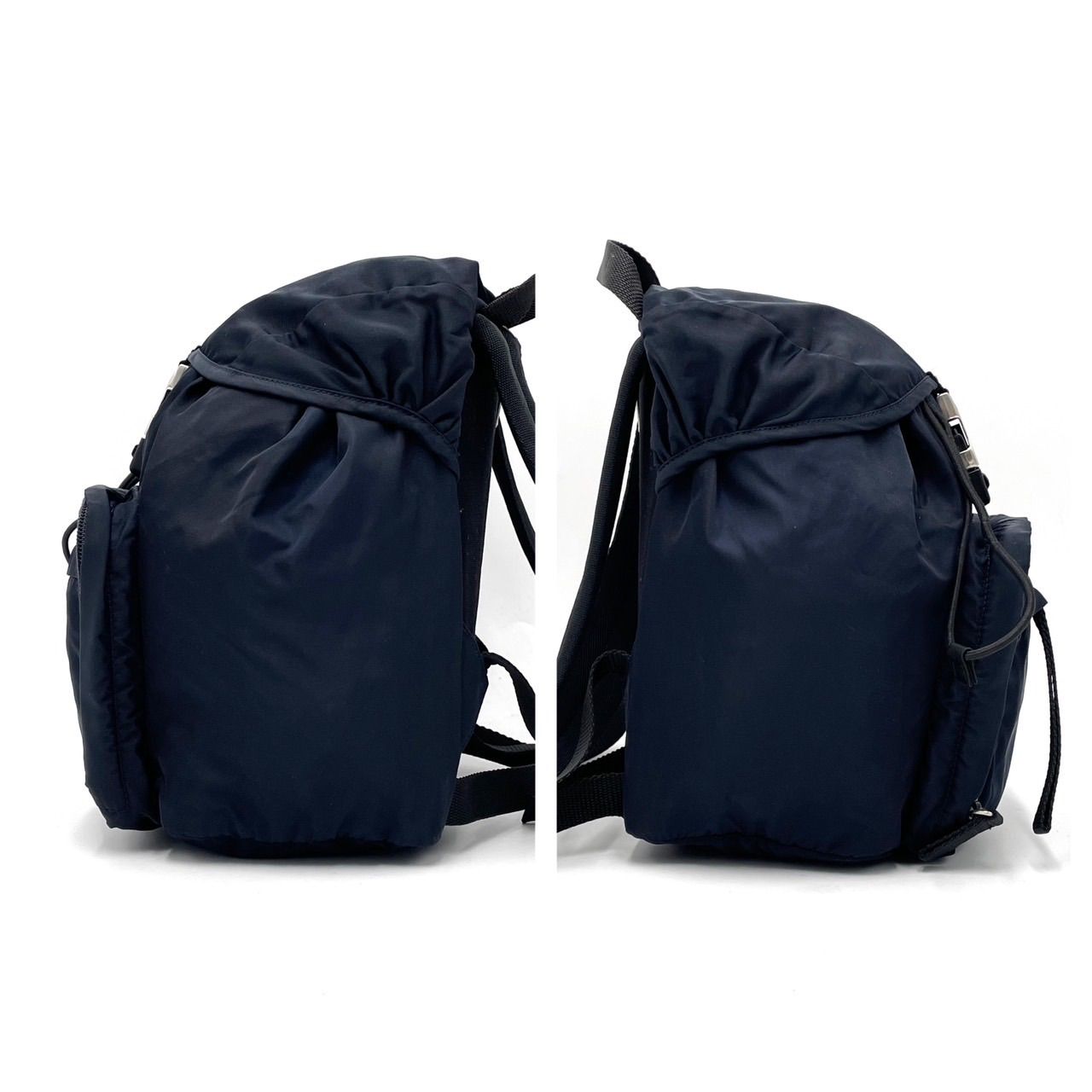 人気カラー　プラダ　リュック 三角ロゴ ナイロン 巾着 ネイビー 紺色 人気カラープラダリュック 三角ロゴ ナイロン 巾着 ネイビー 紺色