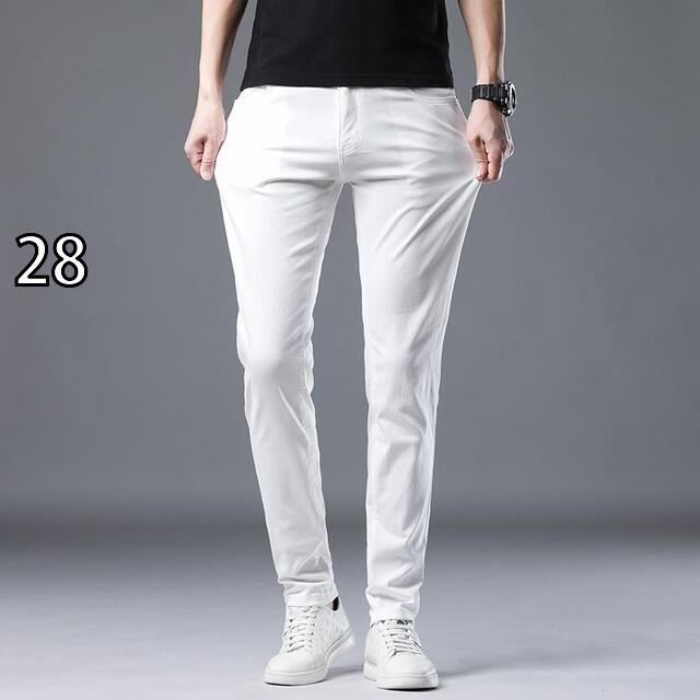 28 メンズ ファッション 服 オシャレ シンプル 大人 かっこいい 大きいサイズ ストリート 紳士服 冷感 ホワイト ジーンズ スリム ストレート ストレッチ テンセル カジュアル 夏 薄手