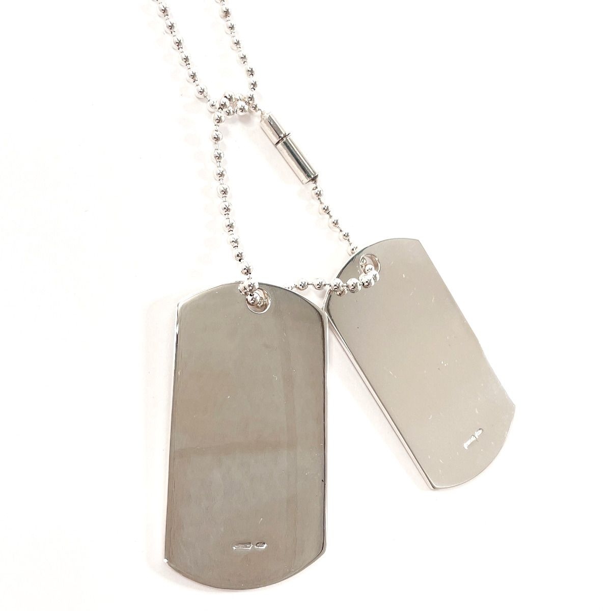 美品　グッチ　ネックレス　ダブル　ドッグタグ　ボールチェーン　シルバー GUCCI（グッチ） ネックレス ドッグタグ ダブルプレート ボール