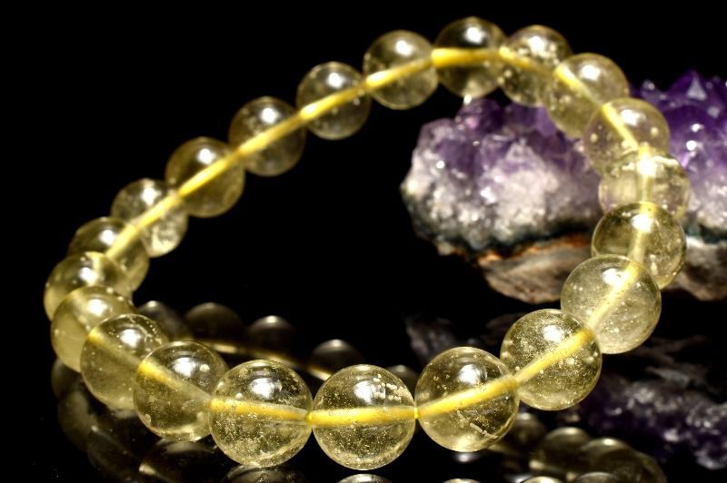 １点物 AAA クリストバライト内包 リビアングラス 9.5mm ブレスレット パワーストーン 天然石 _MA9535