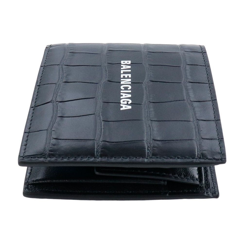 バレンシアガ 財布 二つ折り BALENCIAGA CASH SQUARE FOLDED WALLET 594315 1ROP3 1000 BLACK  ブラック クロコ キャッシュ フォールディッド コインウォレット - メルカリ