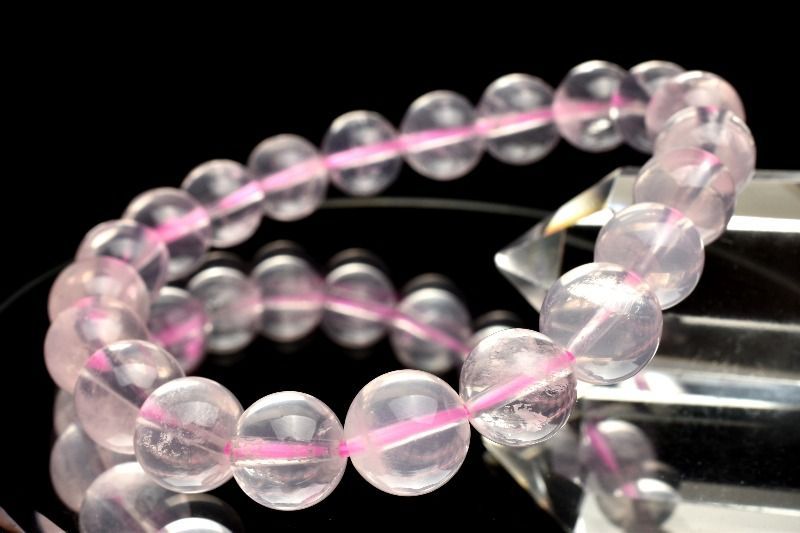 ⬛︎コレクション級大珠ローズクォーツモザンビーク産ブレスレット約22.5㎜