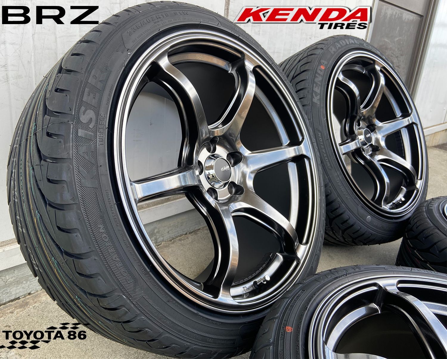 新品4本set 86 BRZ タイヤホイールセット 18インチ Acht-6 クロニウムブラック KENDA KR20 F: 225/40R18 R:  235/40R18 - メルカリ