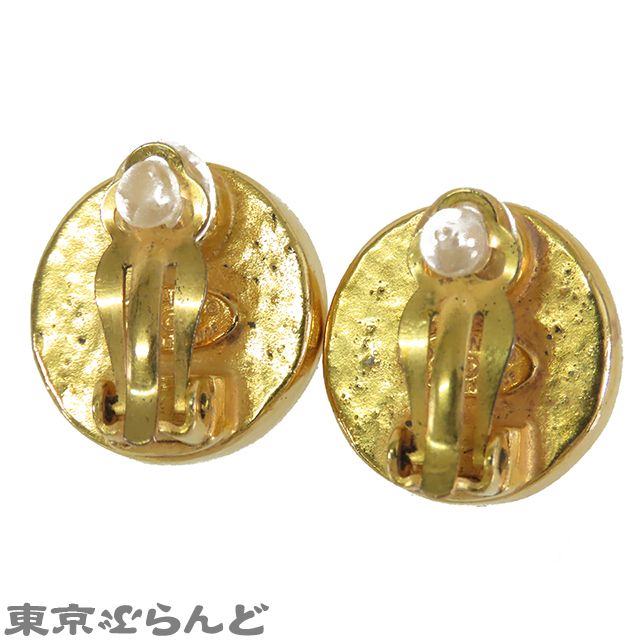 美品 シャネル タイピン ココマーク ロゴ マーブル模様 24KGF 純金張り シャネル CHANEL ココマーク イヤリング 97P ゴールドxブラウン
