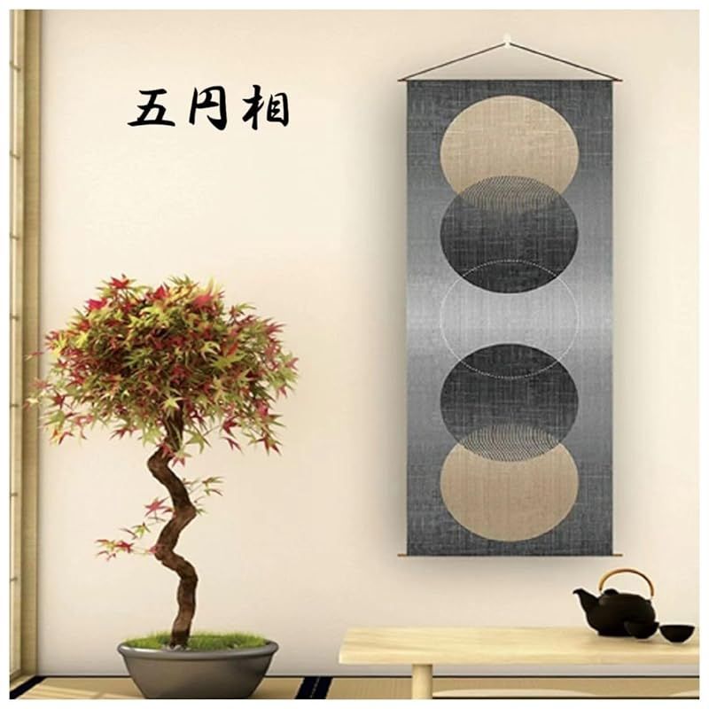SAWABIYA タペストリー 細タペストリー 五円相 和モダン ヨガ 禅 縦長
