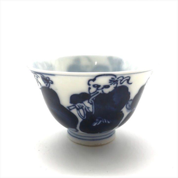 2616中国骨董　大明年製銘　染付山水茶器セット　宝瓶1客　湯冷し1客　湯呑5客 2616中国骨董 大明年製銘 染付山水茶器セット 宝瓶1客 湯冷し1客