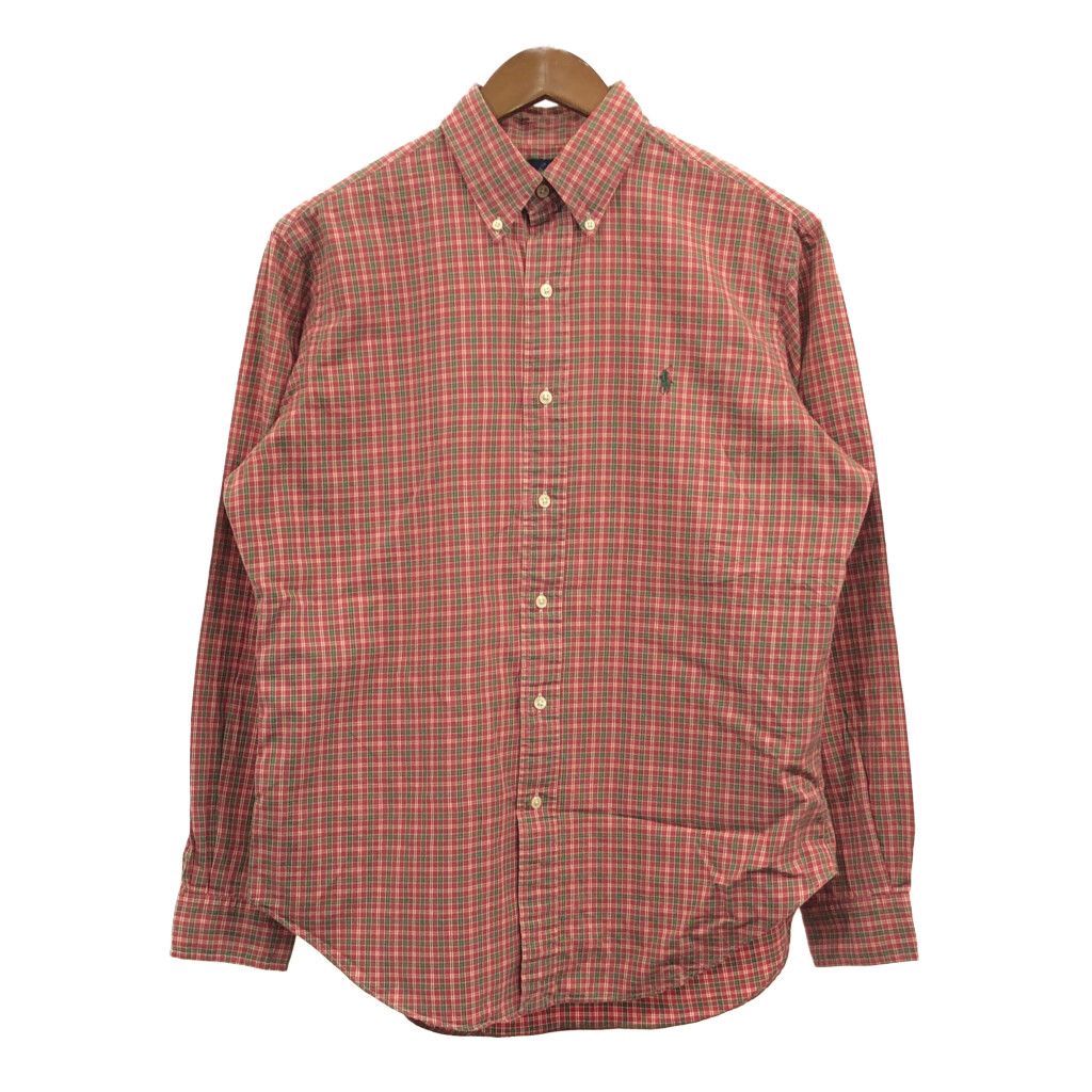 【オールシーズン使える1枚、ポロベア刺繍】ラルフローレン古着サーモンピンクM ラルフローレン古着サーモンピンクM