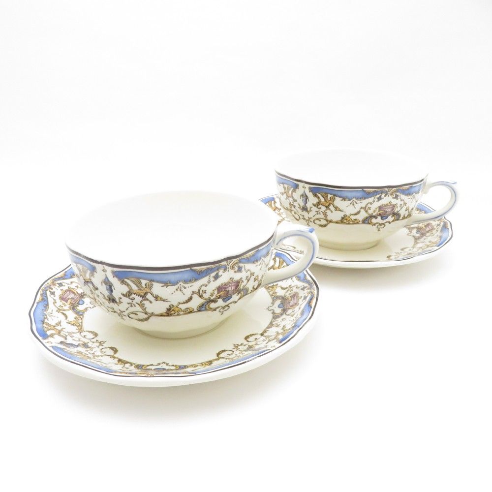 美品 Gien ジアン デュオニュソス カップ＆ソーサー 2客 ペア スープ SO2857H1 美品 Gien ジアン デュオニュソス カップ＆ソーサー 2客 ペア