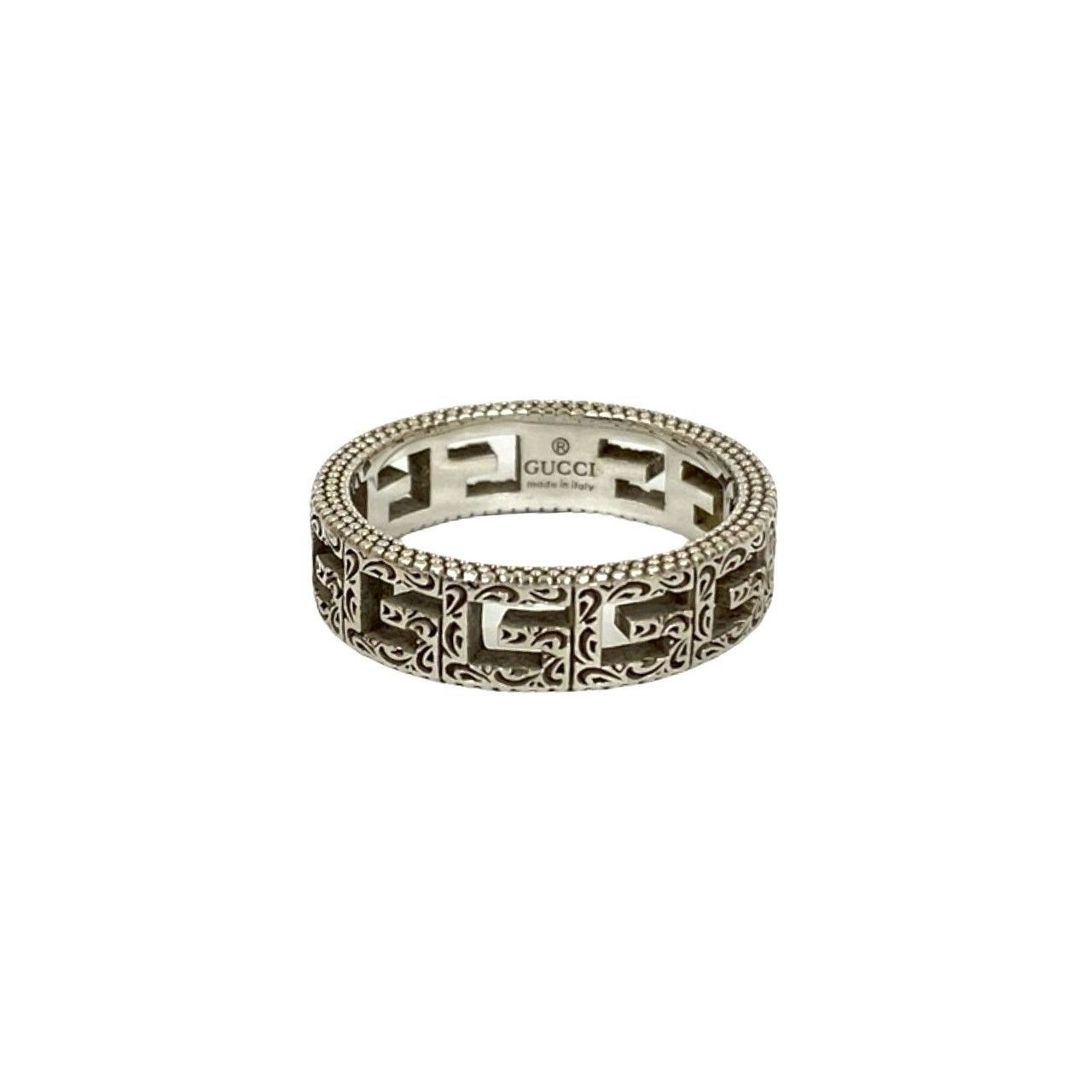 美品✨グッチ　指輪　リング　19号 スクエア　アラベスク　シルバー　GUCCI GUCCI グッチ シルバー925 インターロッキングG アラベスク