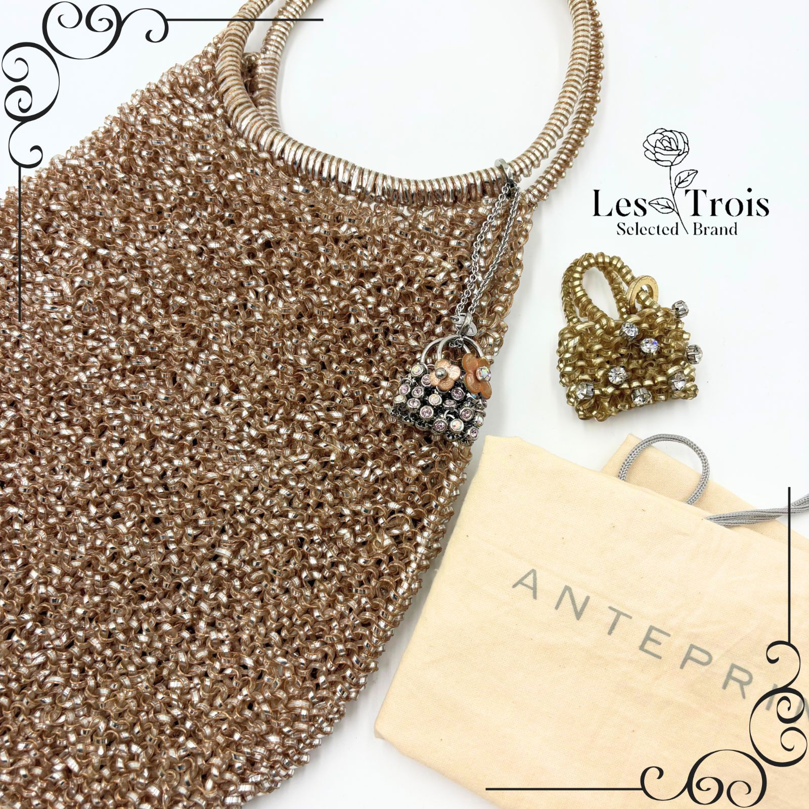 美品】ANTEPRIMA アンテプリマ ワイヤーバッグ ピンクゴールド PINK