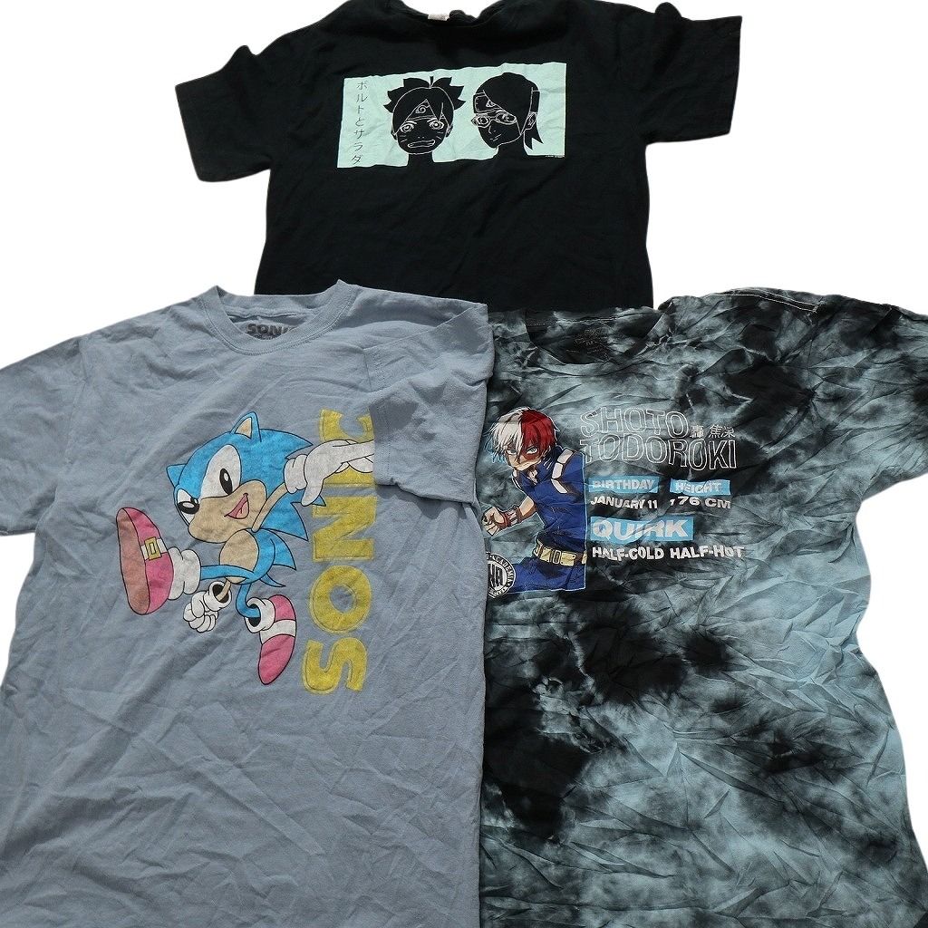 古着卸 キャラクター 半袖Tシャツ 15枚セット メンズ S ドラゴンボール 鬼滅の刃 ナルト スポンジボブ 古着 NC3880