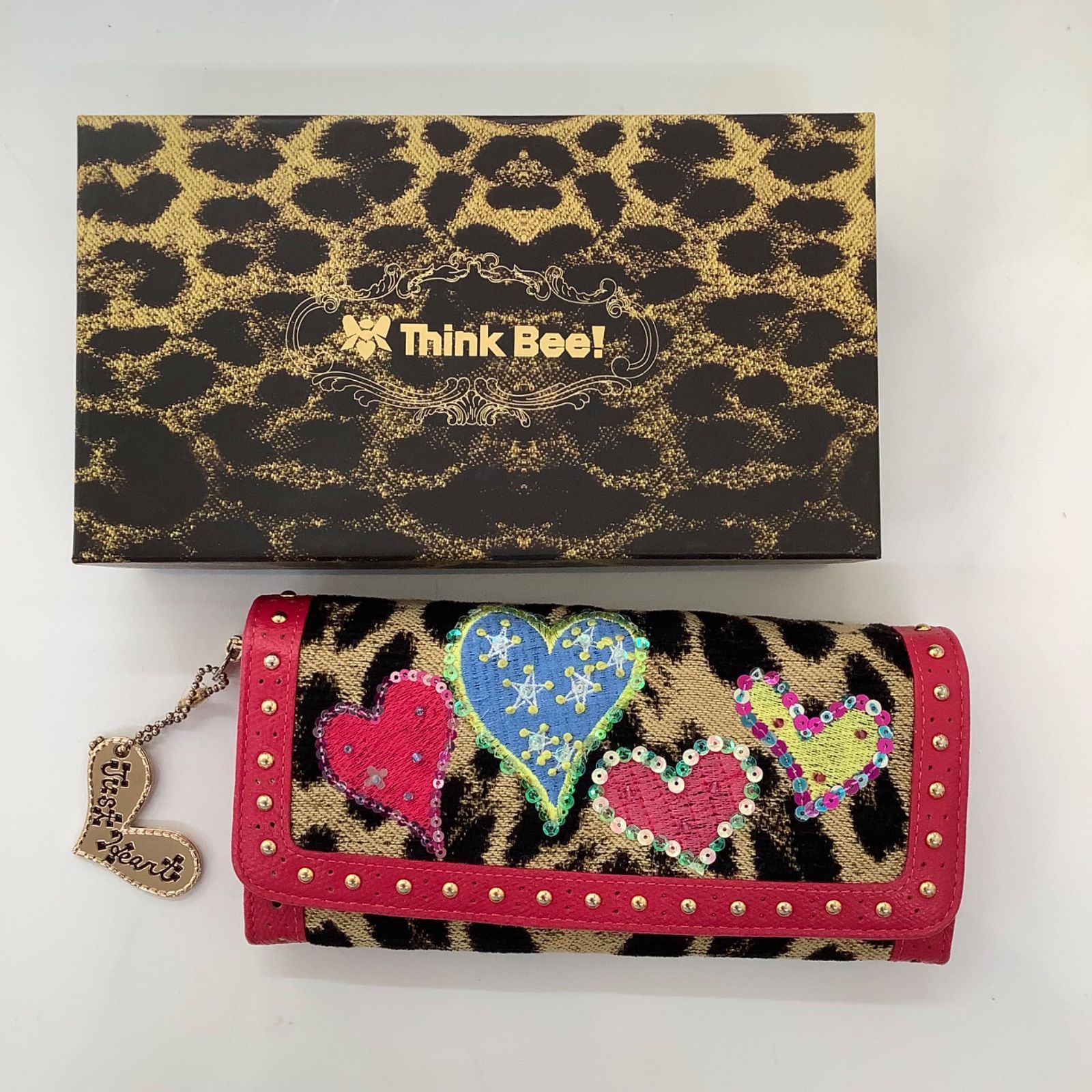 A) Think Bee! シンクビー アニマルハート 長財布 箱付 美品 A) Think Bee! シンクビー アニマルハート 長財布 箱付 美品