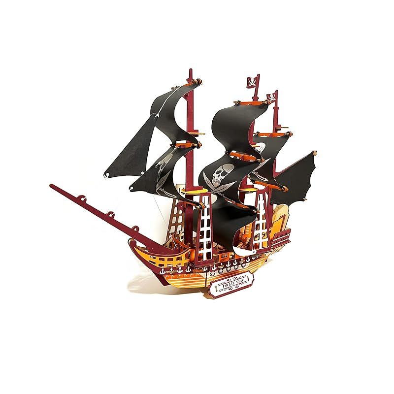 立体パズル 海賊船 3d 木製 diy おもちゃ 帆船 クラフト 立体模型 工作 組み立てキット