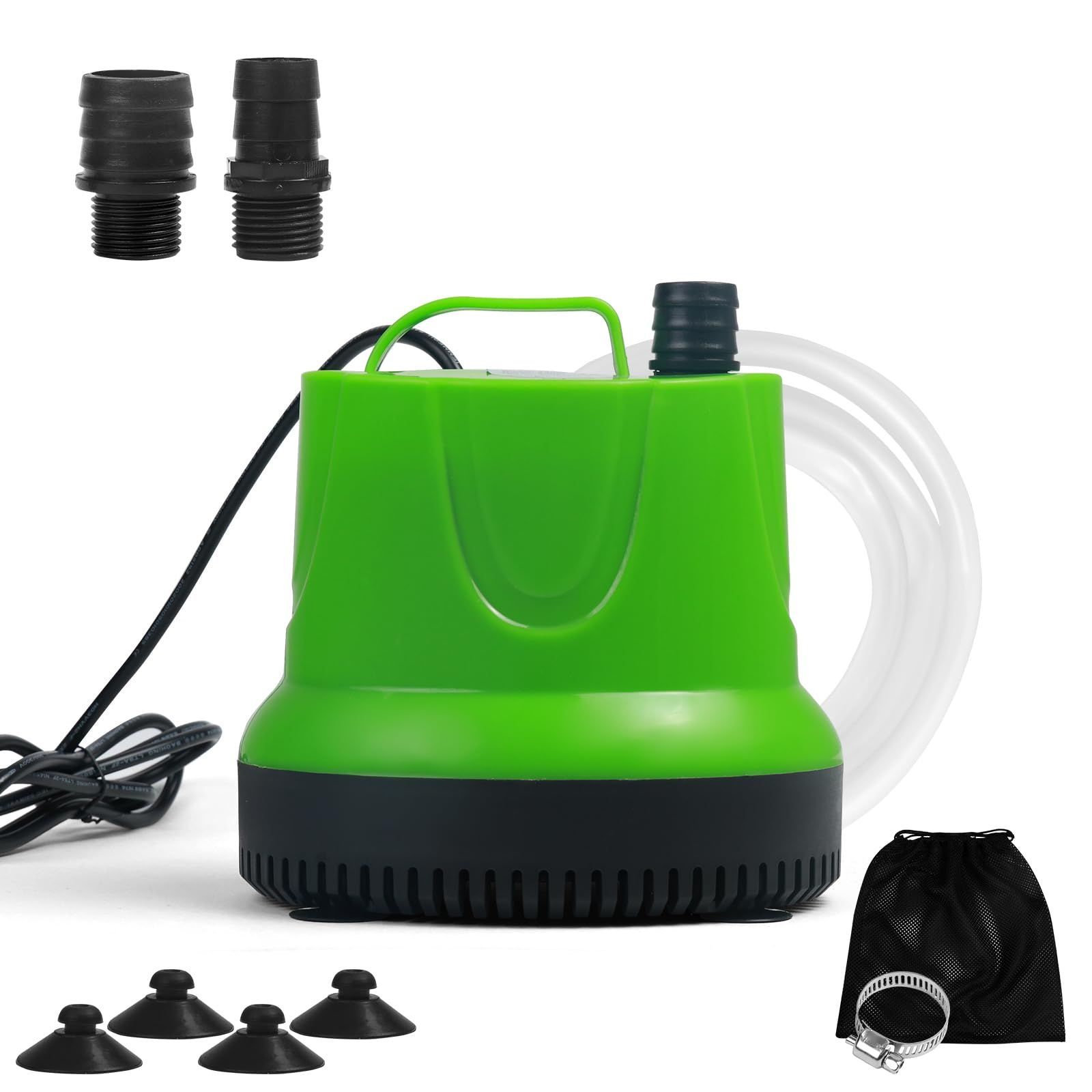 電動 清水用 海水用 60Hz 家庭用 100v 60W ノズル|2mホース|金属クランプ|フィルター|防振吸盤付き 最大揚程3.5M 吐出量3500L|H 水槽|水耕栽培|庭の灌漑|プール|お風呂 最低水位0.5cm 底部入水式 PSB-DX