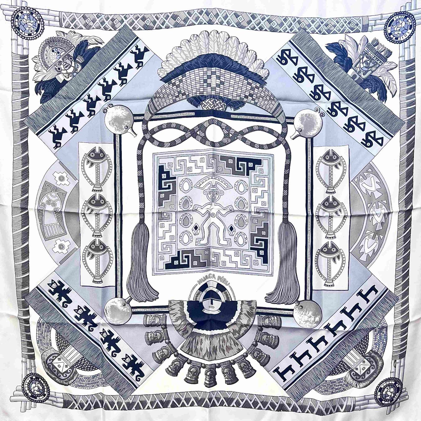HERMES 90カレ シルク スカーフ HUACA PIRU 神聖なるペルー
