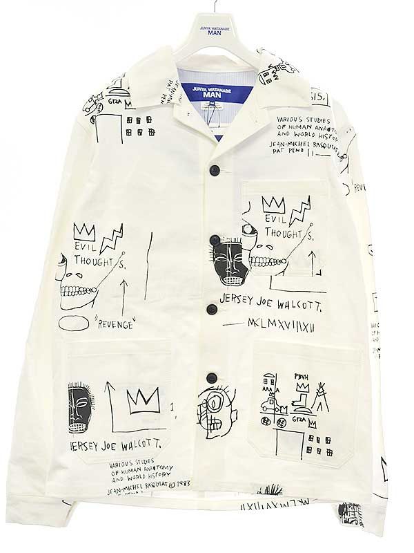 JUNYA WATANABE COMME des GARCONS MAN ジュンヤワタナベ コムデギャルソンマン 23SS Jean Michel Basquiat ウェザープリントコットンジャケット ホワイト サイズ：M