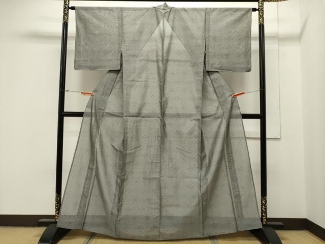 平和屋着物＊夏物 小紋 絽 草花文 洗える着物 AAAZ0455jd