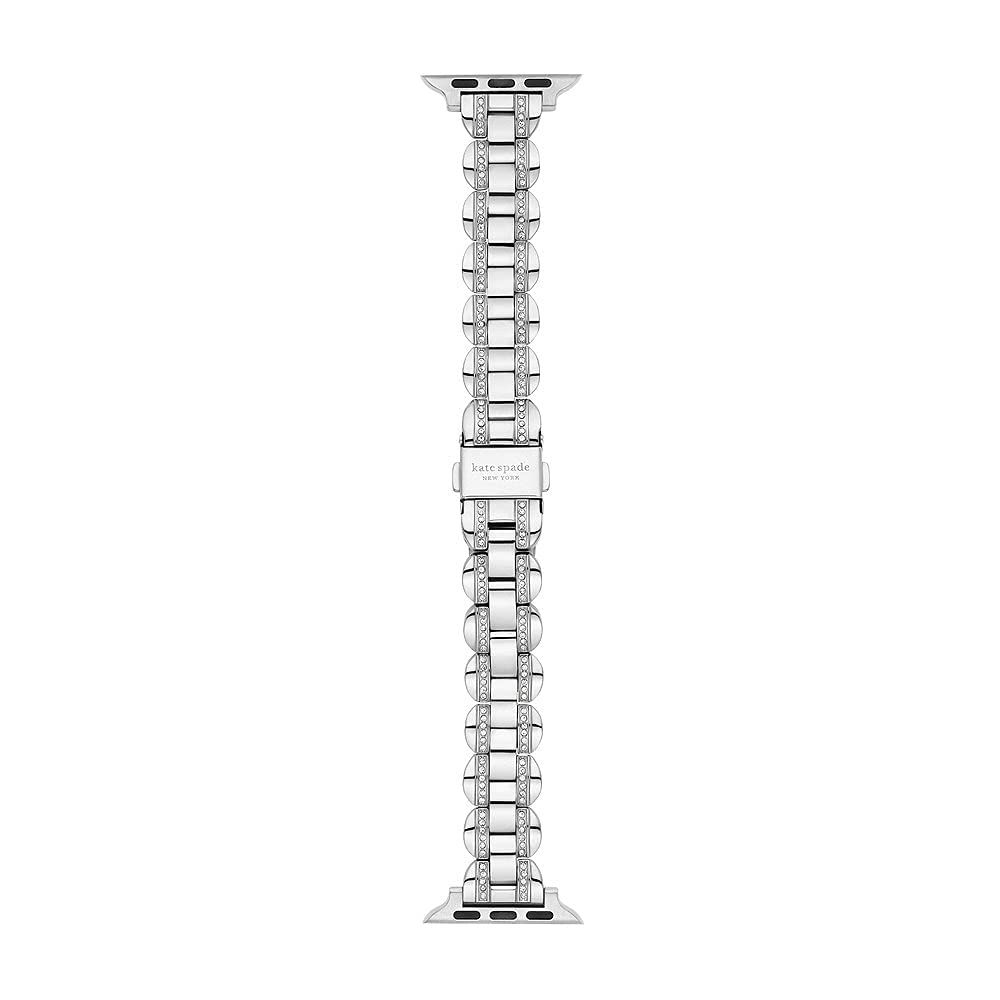 Kate Spade New York Women s Stainless Steel Apple Watch Band Strap 38mm 40mm Color Silver Glitz Model KSS0090 Silver Glitz