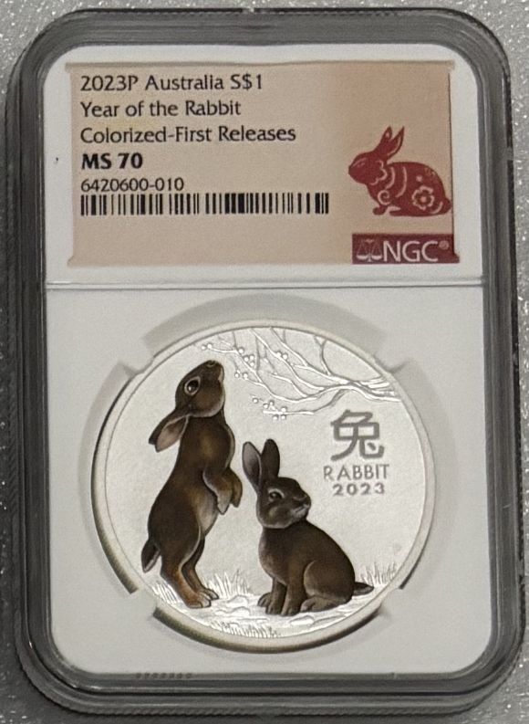 NGC MS70 Atralia 2025 Rabbit year coled silver coin 1oz COA