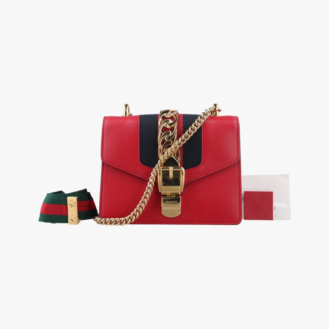 グッチGucciシルヴィ レッド×ネイビー レザー 431666 H019723948