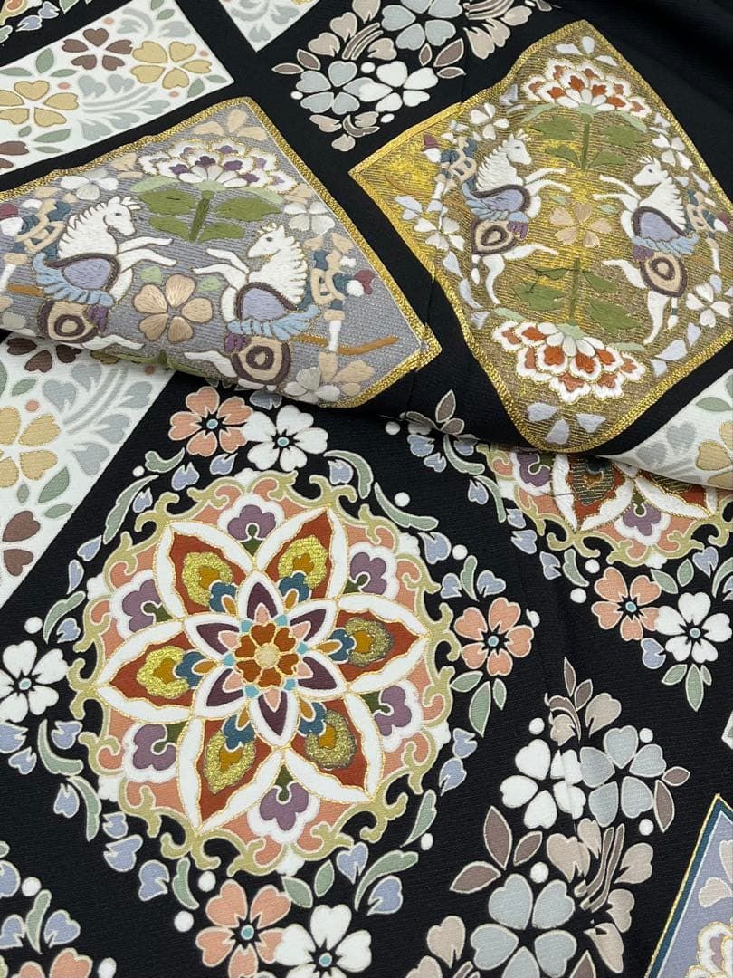 蘇州刺繍 相良刺繍 黒留袖 比翼仕立て 金糸 正絹 X528 蘇州刺繍 相良刺繍 黒留袖 比翼仕立て 金糸 正絹 X528 楽天市場