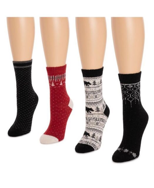 【人気新作】 ムクルクス レディース 靴下 アンダーウェア Women s Holiday 4 Pair Pack Socks Ivory black 洗練