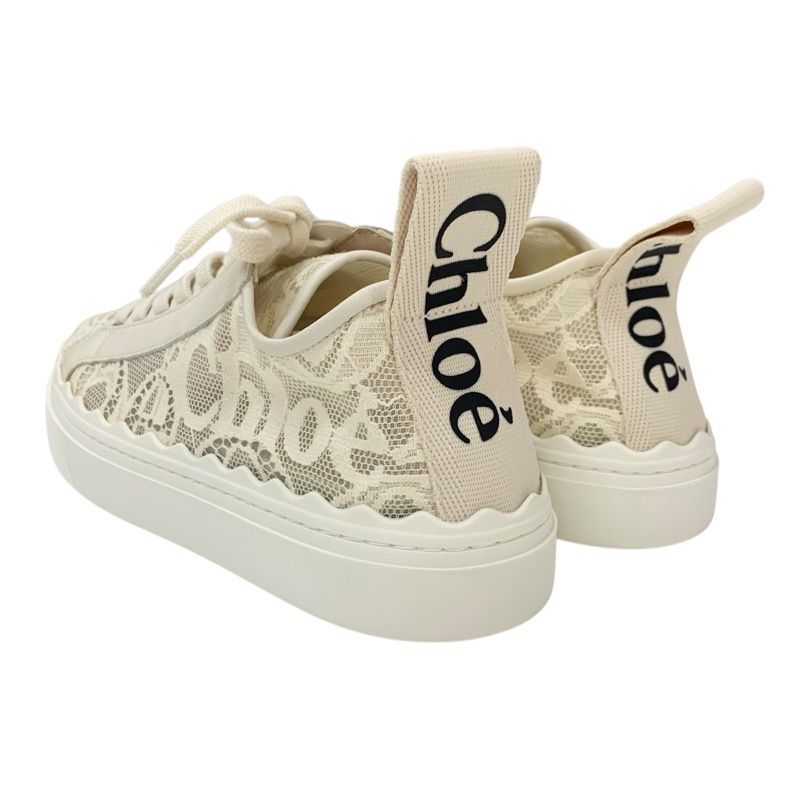 クロエ Chloe Lauren スニーカー 靴 シューズ ファブリック ベージュ 未使用 ロゴ レース クロエ Chloe Lauren スニーカー 靴 シューズ ファブリック ベージュ