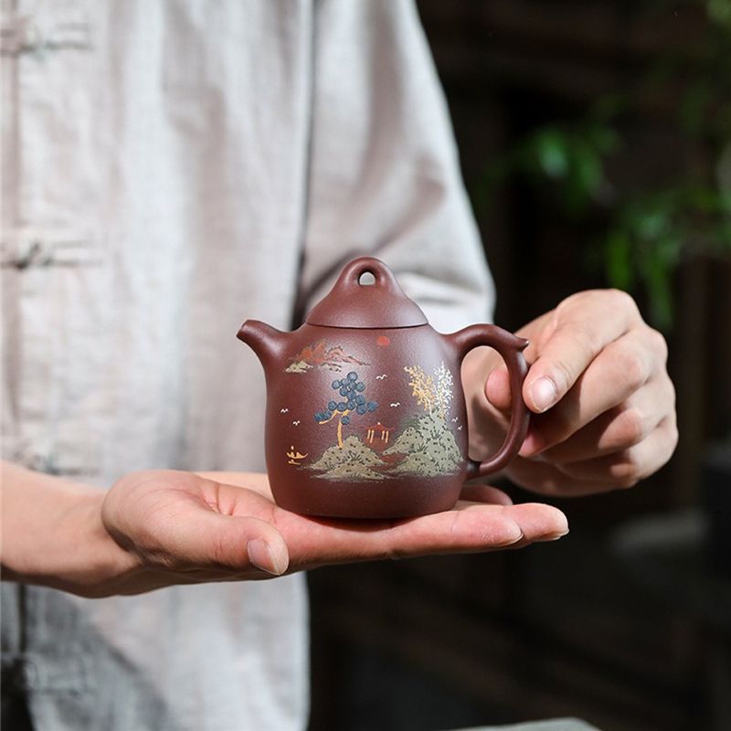 中国美術 宜興焼 紫砂壺 茶器セット 箱入 中国美術 宜興焼 紫砂壺 茶器