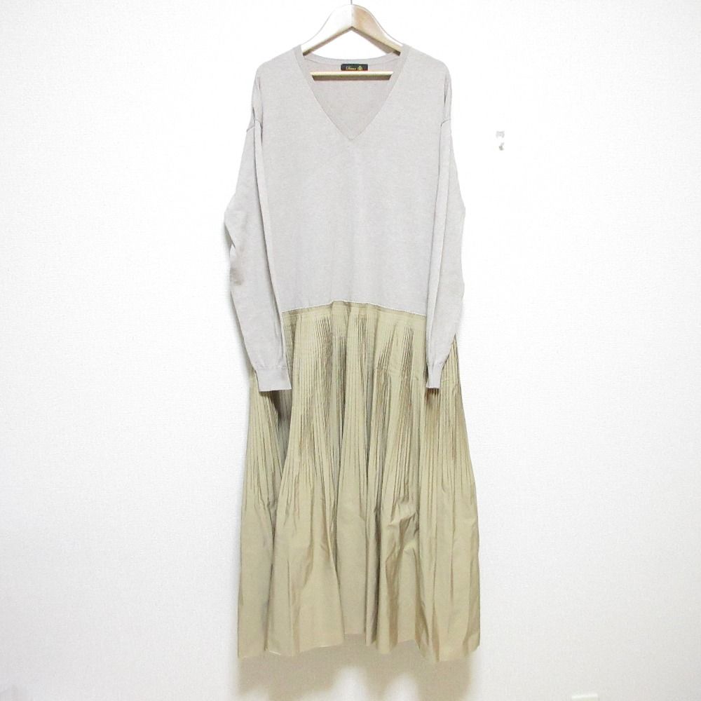 美品✨ドゥロワー 14Gコットンニット　ドッキング　プリーツワンピース Drawer / ドゥロワー | 14Gコットン ニット ドッキング プリーツ