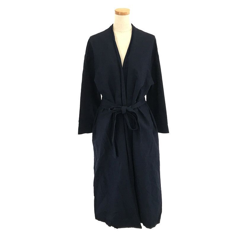 ENFOLD ウールリネンオーバーガウンコート シルク混 ノーカラーコート 38